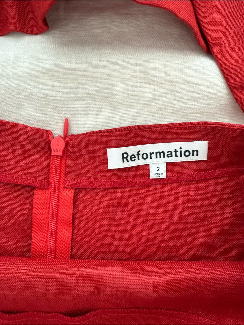 Reformation Red Linen Two-Piece Skirt and Vest Set - Picture 2 of 5